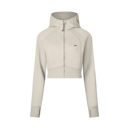 Womens "University" Cropped Zip-Through Hoodie